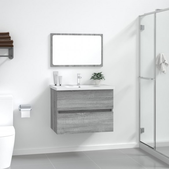 Ensemble de meubles de salle de bain 2 pcs Sonoma gris