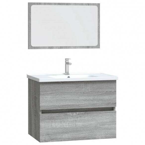 Ensemble de meubles de salle de bain 2 pcs Sonoma gris