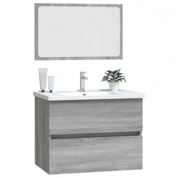 Ensemble de meubles de salle de bain 2 pcs Sonoma gris