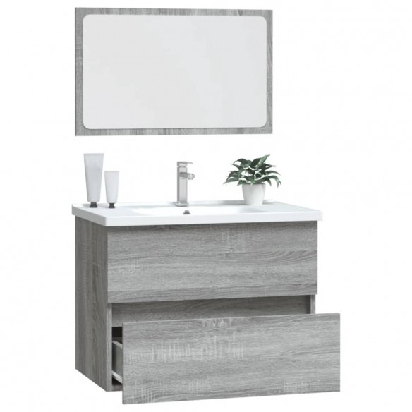 Ensemble de meubles de salle de bain 2 pcs Sonoma gris