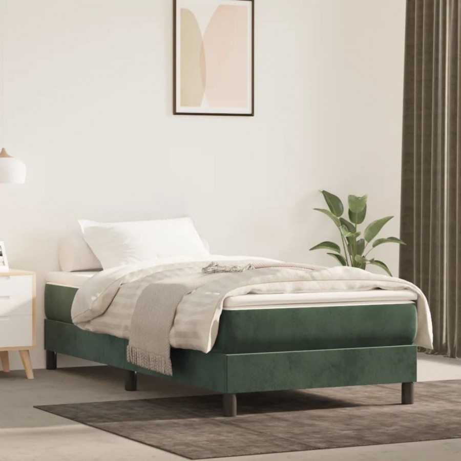 Cadre de lit et matelas Vert foncé 80x200 cm Velours