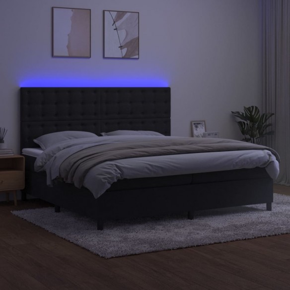 Cadre de lit matelas et LED Noir 200x200 cm Velours