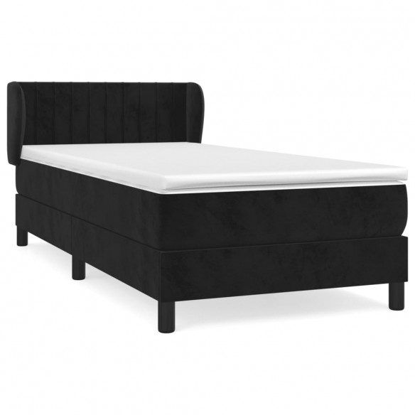 Cadre de lit avec matelas Noir 100x200 cm Velours