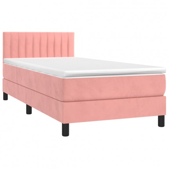 Cadre de lit et matelas Rose 80x200 cm Velours