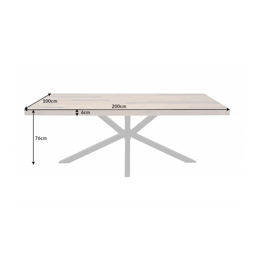 Table à manger bois massif 200 cm pied mikado noir