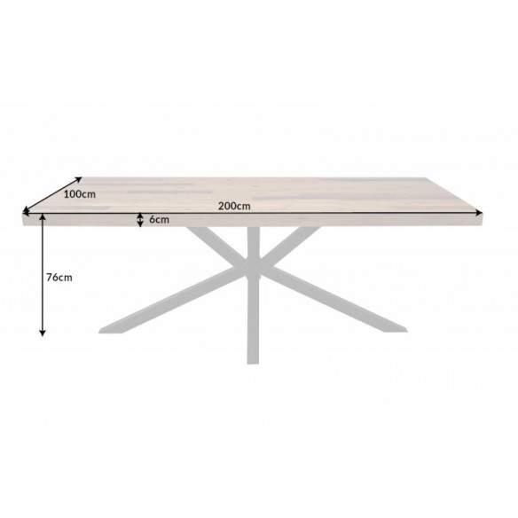 Table à manger bois massif 200 cm pied mikado noir