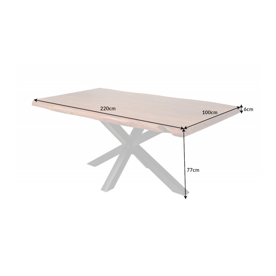 Table en Bois Massif avec Pieds Mikado en Métal Noir