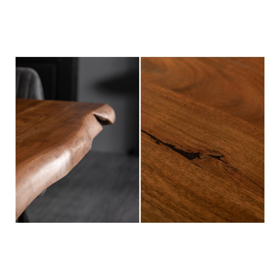 Table en Bois Massif avec Pieds Mikado en Métal Noir