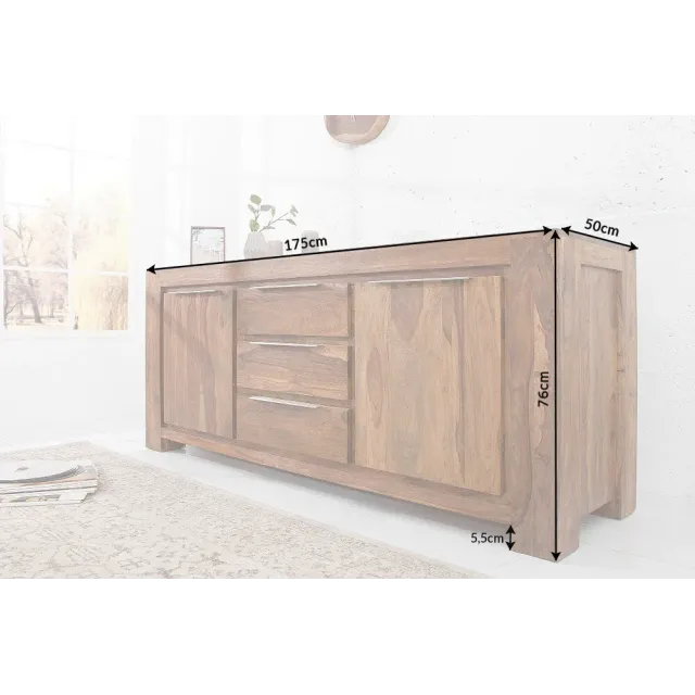 Buffet en Bois Massif Sheesham – 2 Portes & 3 Tiroirs| Je commande !