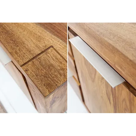 Buffet bas en Bois de Sheesham Massif - Enfilade 2 Portes & 3 Tiroirs