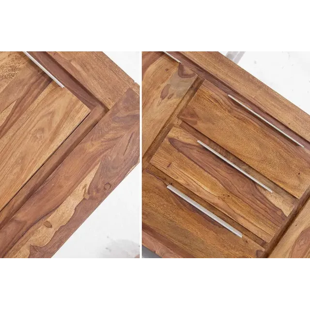Buffet bas en Bois de Sheesham Massif - Enfilade 2 Portes & 3 Tiroirs