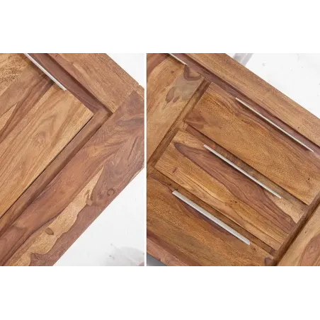 Buffet bas en Bois de Sheesham Massif - Enfilade 2 Portes & 3 Tiroirs
