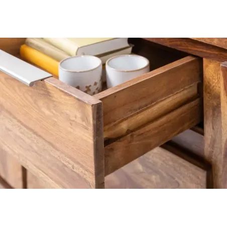 Buffet bas en Bois de Sheesham Massif - Enfilade 2 Portes & 3 Tiroirs
