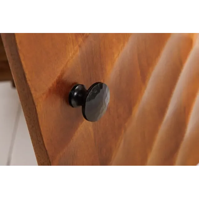 Table de chevet en bois massif de manguier – Design artisanal avec façade 3D sculptée