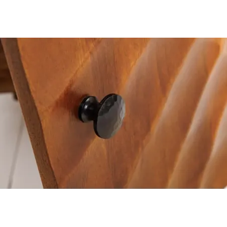 Table de chevet en bois massif de manguier – Design artisanal avec façade 3D sculptée