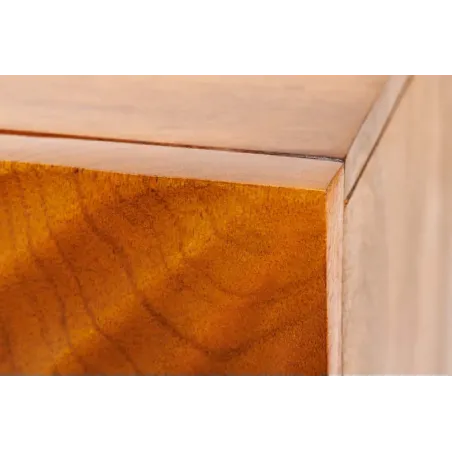 Table de chevet en bois massif de manguier – Design artisanal avec façade 3D sculptée
