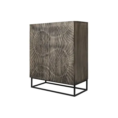 Buffet haut en bois massif SCORPION 120 cm – Acacia gris avec sculptures 3D artistiques