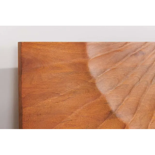 Lit double en bois massif de manguier 180 x 200 cm – Sculpté à la main, finition brune élégante