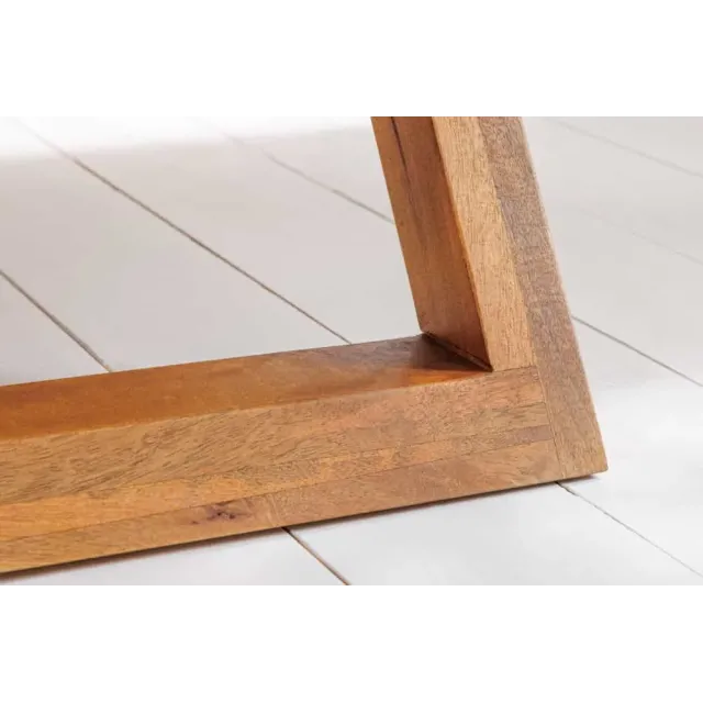 Lit double en bois massif de manguier 180 x 200 cm – Sculpté à la main, finition brune élégante