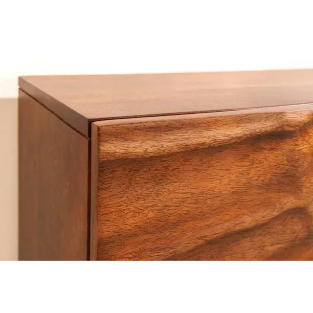 Meuble TV massif suspendu SCORPION 200 cm – Bois de manguier brun sculpté à la main, design moderne