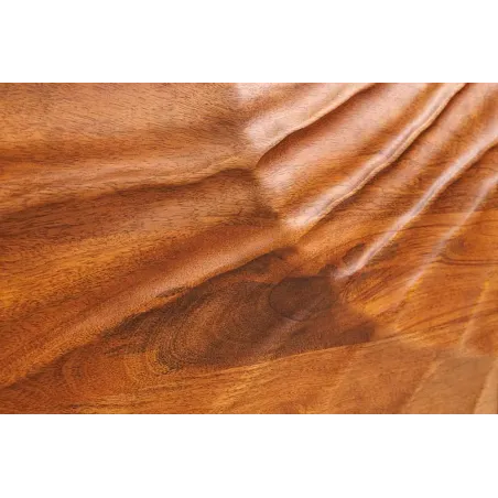 Meuble TV massif suspendu SCORPION 200 cm – Bois de manguier brun sculpté à la main, design moderne