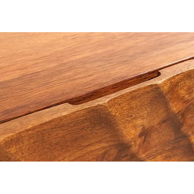 Meuble TV massif suspendu SCORPION 200 cm – Bois de manguier brun sculpté à la main, design moderne