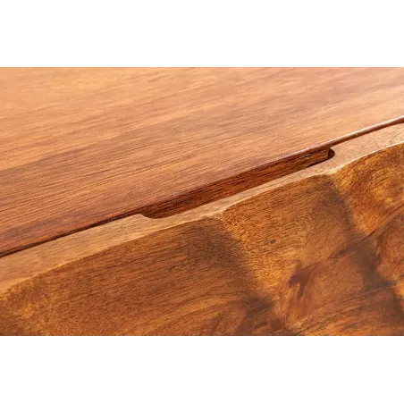Meuble TV massif suspendu SCORPION 200 cm – Bois de manguier brun sculpté à la main, design moderne