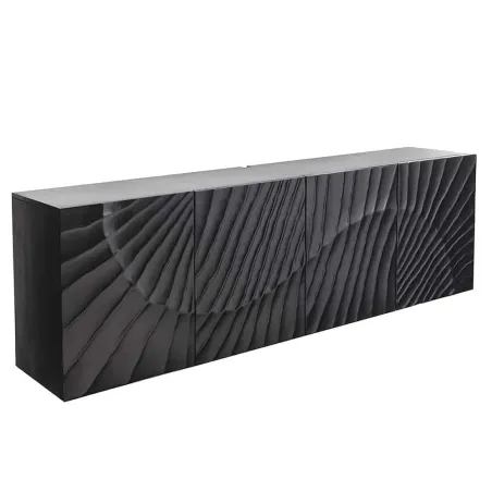 Buffet suspendu en bois massif de manguier noir 177 cm – Design artisanal sculpté à la main, grand espace de rangement