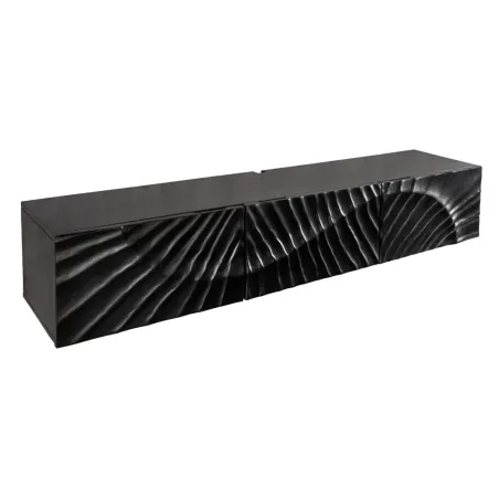 Meuble TV suspendu SCORPION 160 cm – Bois massif de manguier noir sculpté à la main, design moderne