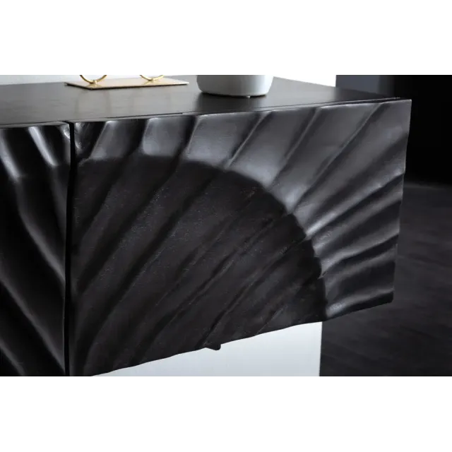 Meuble TV suspendu SCORPION 160 cm – Bois massif de manguier noir sculpté à la main, design moderne