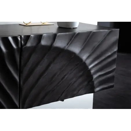 Meuble TV suspendu SCORPION 160 cm – Bois massif de manguier noir sculpté à la main, design moderne