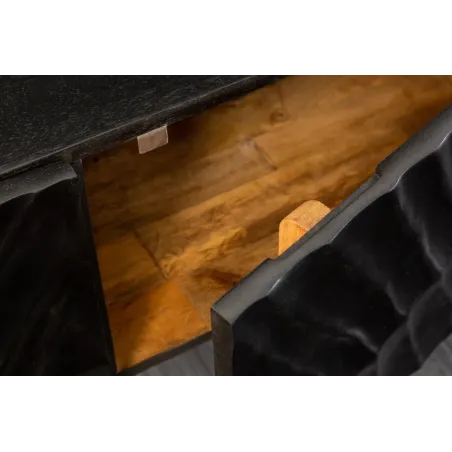 Meuble TV suspendu SCORPION 160 cm – Bois massif de manguier noir sculpté à la main, design moderne
