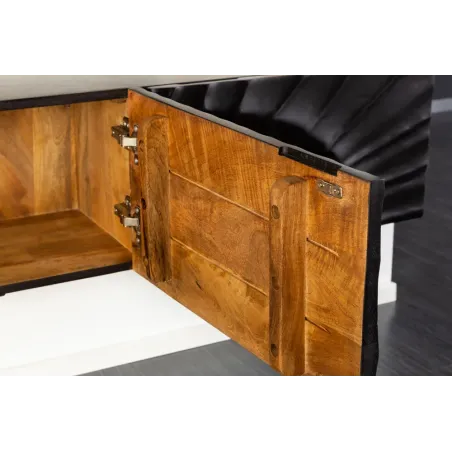 Meuble TV suspendu SCORPION 160 cm – Bois massif de manguier noir sculpté à la main, design moderne