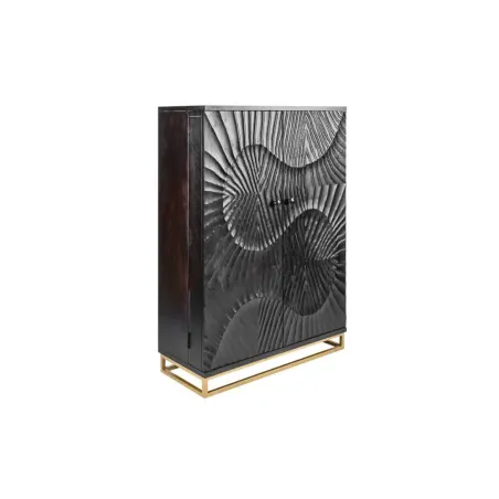 Meuble bar SCORPION 141 cm – Bois de manguier noir sculpté