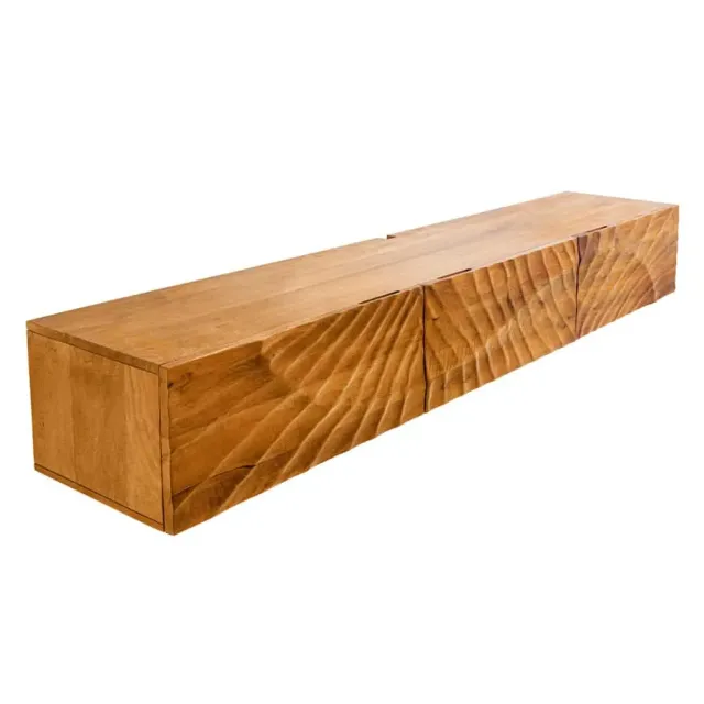Meuble tv suspendu  SCORPION 160 cm – Bois massif de manguier brun, design suspendu