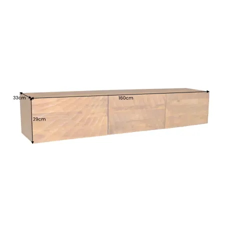Meuble tv suspendu  SCORPION 160 cm – Bois massif de manguier brun, design suspendu