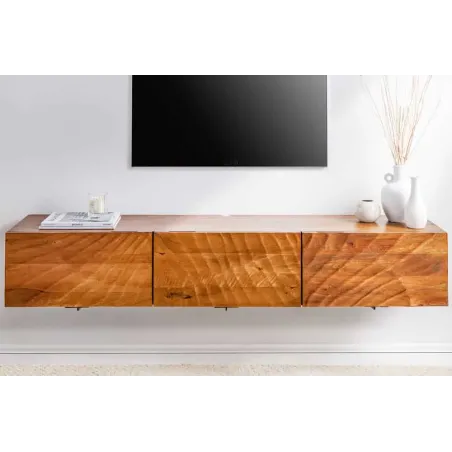Meuble tv suspendu  SCORPION 160 cm – Bois massif de manguier brun, design suspendu