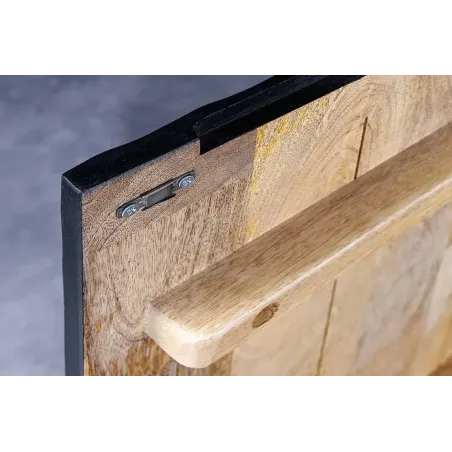 Meuble tv suspendu  SCORPION 200 cm – Bois massif de manguier noir, design suspendu sculpté 3D