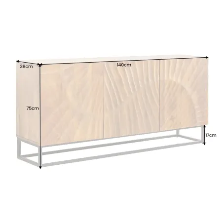 Buffet SCORPION 140 cm – Bois massif de manguier brun sculpté à la main, piètement noir
