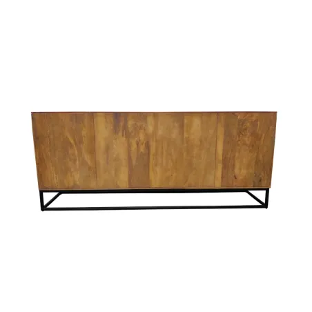 Buffet SCORPION 180 cm – Bois massif de manguier brun sculpté à la main, piètement noir