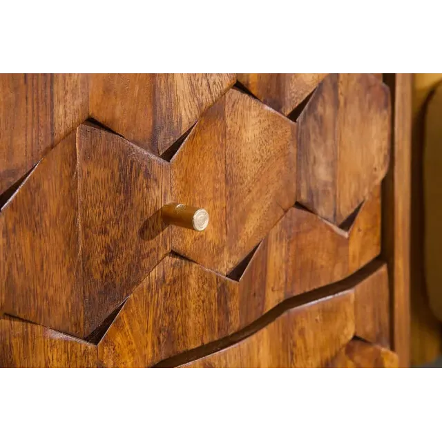 Table d’appoint / chevet en bois massif Sheesham MYSTIC LIVING – 60 cm, finition stone avec surface 3D artisanale Table d’appoint / chevet en bois massif Sheesham MYSTIC LIVING – 60 cm, finition stone avec surface 3D artisanale