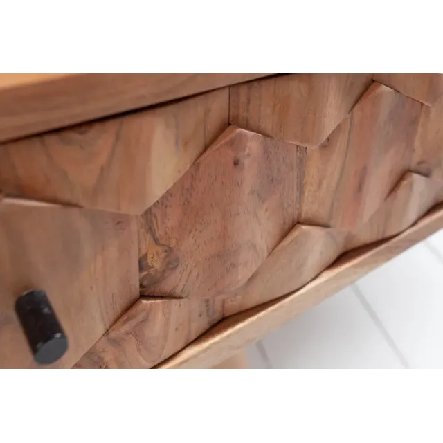Table basse en bois massif MYSTIC salon 100 cm – Naturel Akazie avec rangement