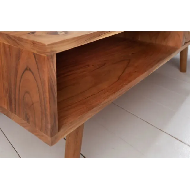 Table basse en bois massif MYSTIC salon 100 cm – Naturel Akazie avec rangement
