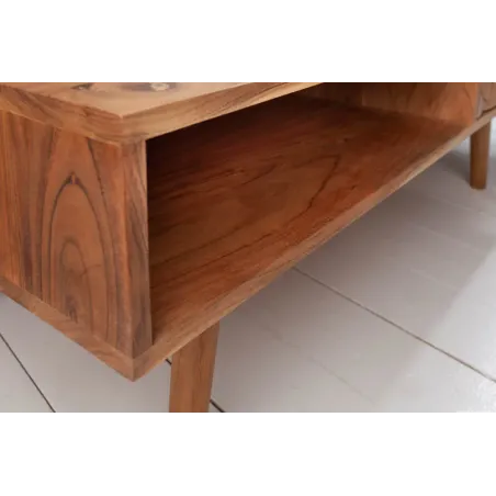 Table basse en bois massif MYSTIC salon 100 cm – Naturel Akazie avec rangement