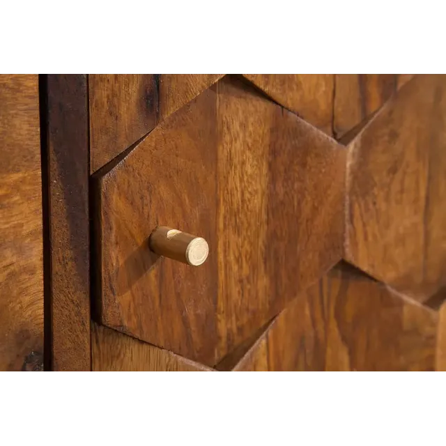 Buffet MYSTIC LIVING 145 cm en bois massif Sheesham – Finition stone avec rangement