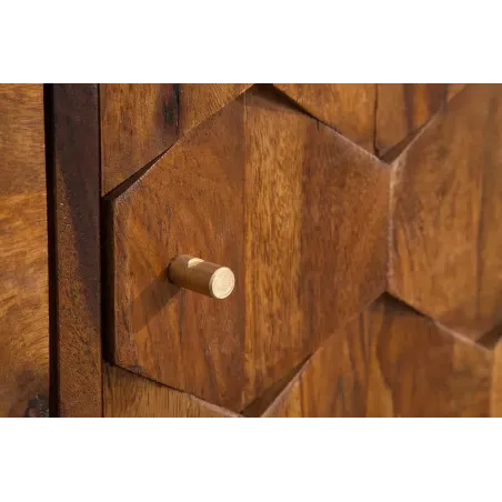 Buffet MYSTIC LIVING 145 cm en bois massif Sheesham – Finition stone avec rangement