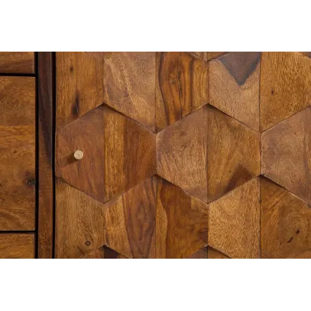 Buffet MYSTIC LIVING 145 cm en bois massif Sheesham – Finition stone avec rangement