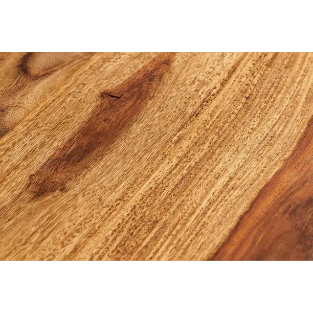 Meuble TV suspendu en bois massif Sheesham 160 cm – Design 3D artisanal & poignées doré mat