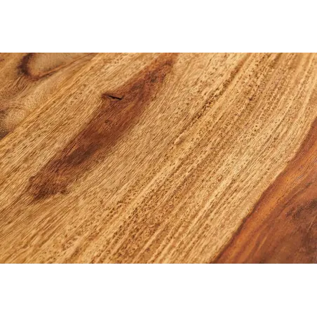 Meuble TV suspendu en bois massif Sheesham 160 cm – Design 3D artisanal & poignées doré mat