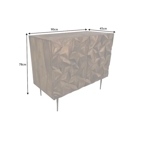 Barschrank en bois massif Sheesham 90 cm – Tapis Design 3D artisanal & pieds dorés